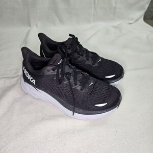 Hoka One One Clifton 8 Athletic Black Comfort Running Shoes Women's Size 8 B